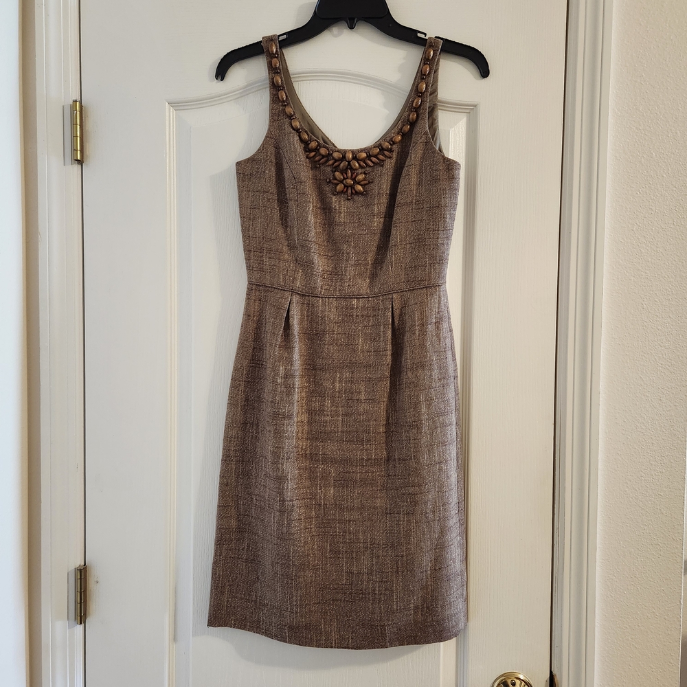 ANTONIO MELANI Brown Textured Mid-Length Dress